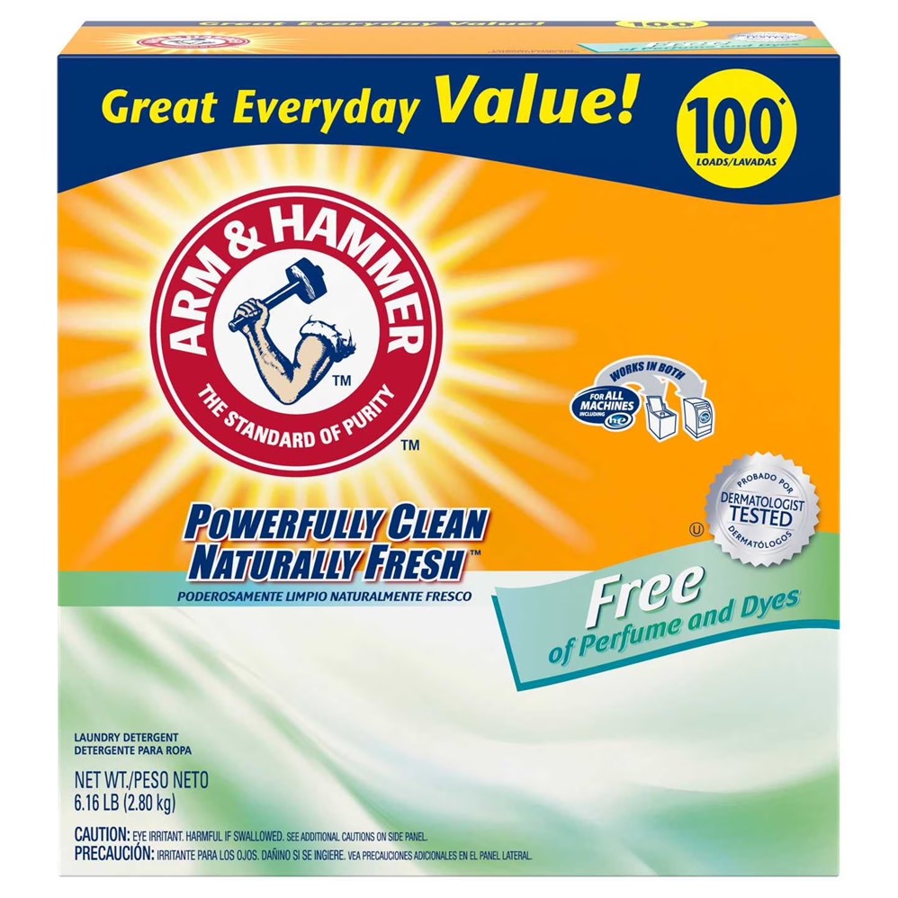 Arm & Hammer Powder Laundry Detergent Free 100 Loads - 6.16lb/4pk
