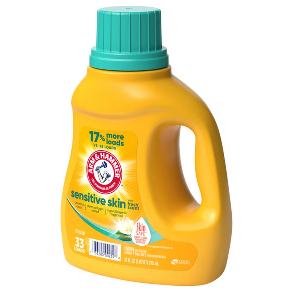 Arm & Hammer Liquid Laundry Detergent Sensitive Skin Plus Scent Dual HE - 33oz/8pk