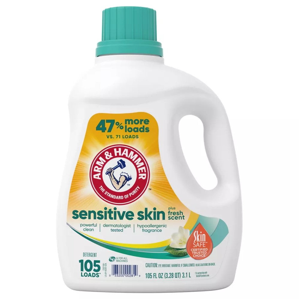 Arm & Hammer Liquid Laundry Detergent Sensitive Skin Plus Scent Dual HE - 105oz/4pk