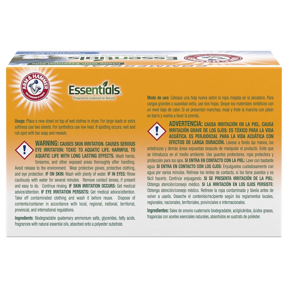 Arm & Hammer Dryer Sheets Essentials Mountain Rain - 144ct/6pk