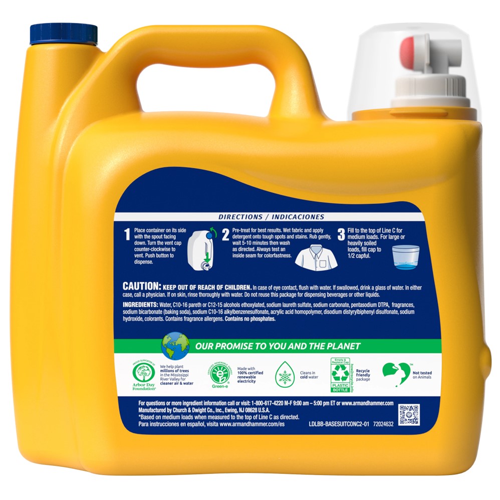 Arm & Hammer Liquid Laundry Detergent Clean Burst Dual HE - 170oz/2pk