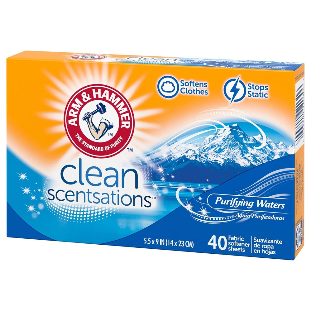 Arm & Hammer Dryer Sheets Clean Scentsations Purifying Waters - 40ct/12pk