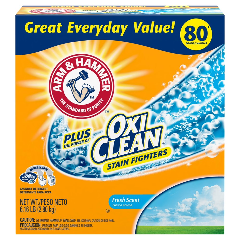 Arm & Hammer Powder Laundry Detergent Fresh Scent Plus OxiClean 80 Loads - 6.16lb/4pk