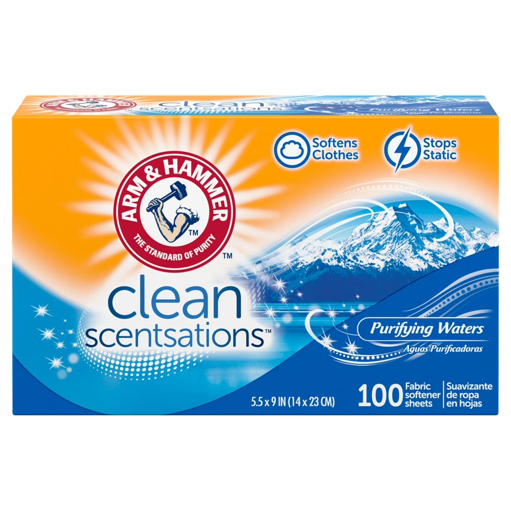 Arm & Hammer Dryer Sheets Clean Scentsations Purifying Waters - 100ct/6pk