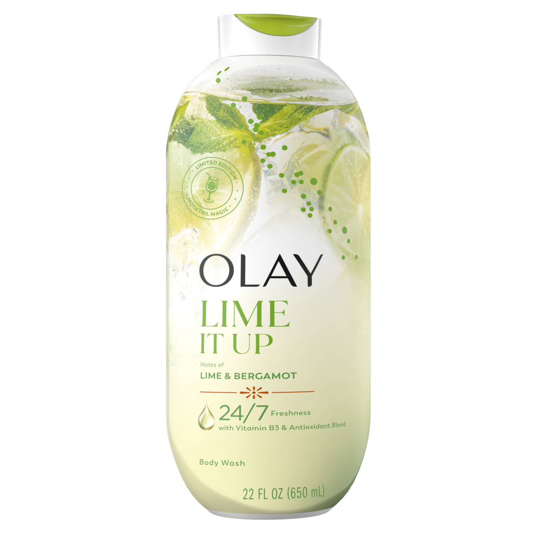 Olay Lime It Up Body Wash with Notes of Lime and Bergamot Vitamin B3 and Antioxidant Blend - 22oz/4pk
