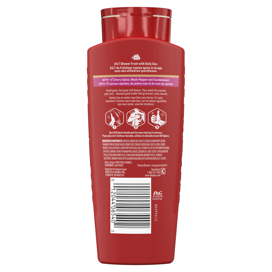 Old Spice Red Collection Body Wash for Men Karma Scent Refreshing Clean wih Moisturizing Formula and Long-Lasting Fragrance 709ml - 24oz/4pk