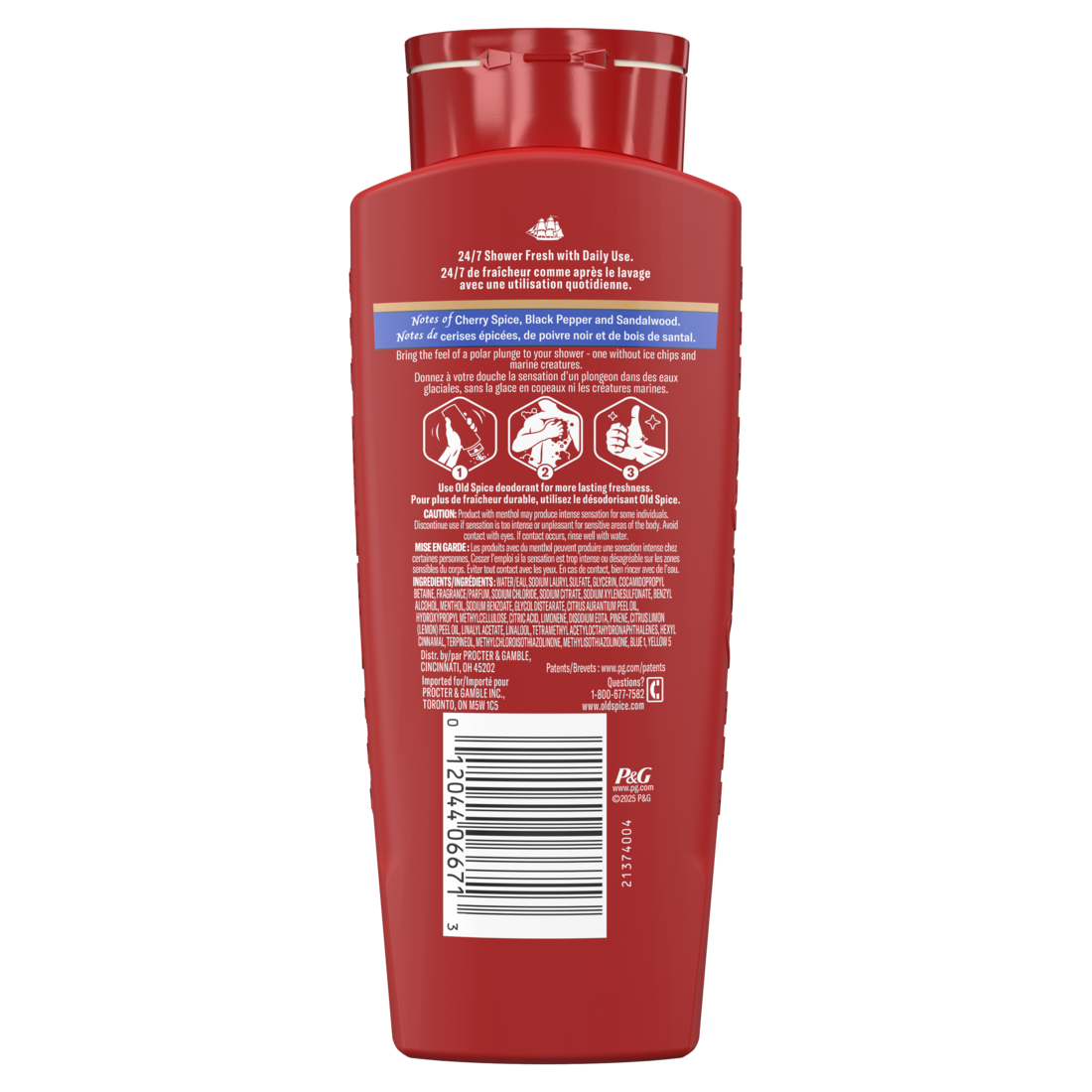 Old Spice Red Collection Body Wash for Men Cold Spice Scent Refreshing Clean with Moisturizing Formula and Long-Lasting Fragrance 709ml - 24oz/4pk