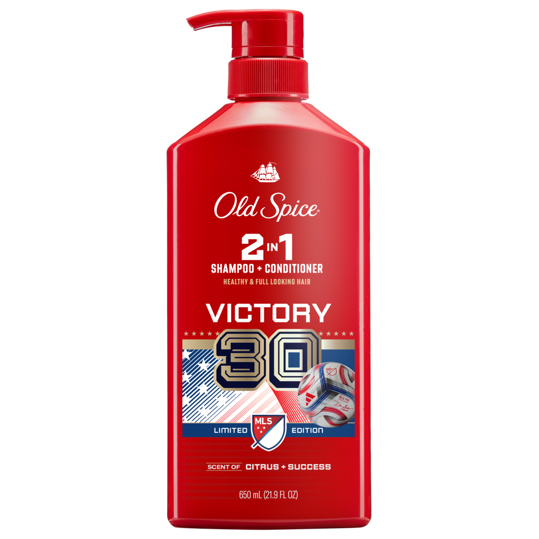 Old Spice MLS Victory 30 with 2in1 Shampoo & Conditioner for Men Old Spice x MLS for Healthy & Full Looking Hair - 21.9oz/4pk