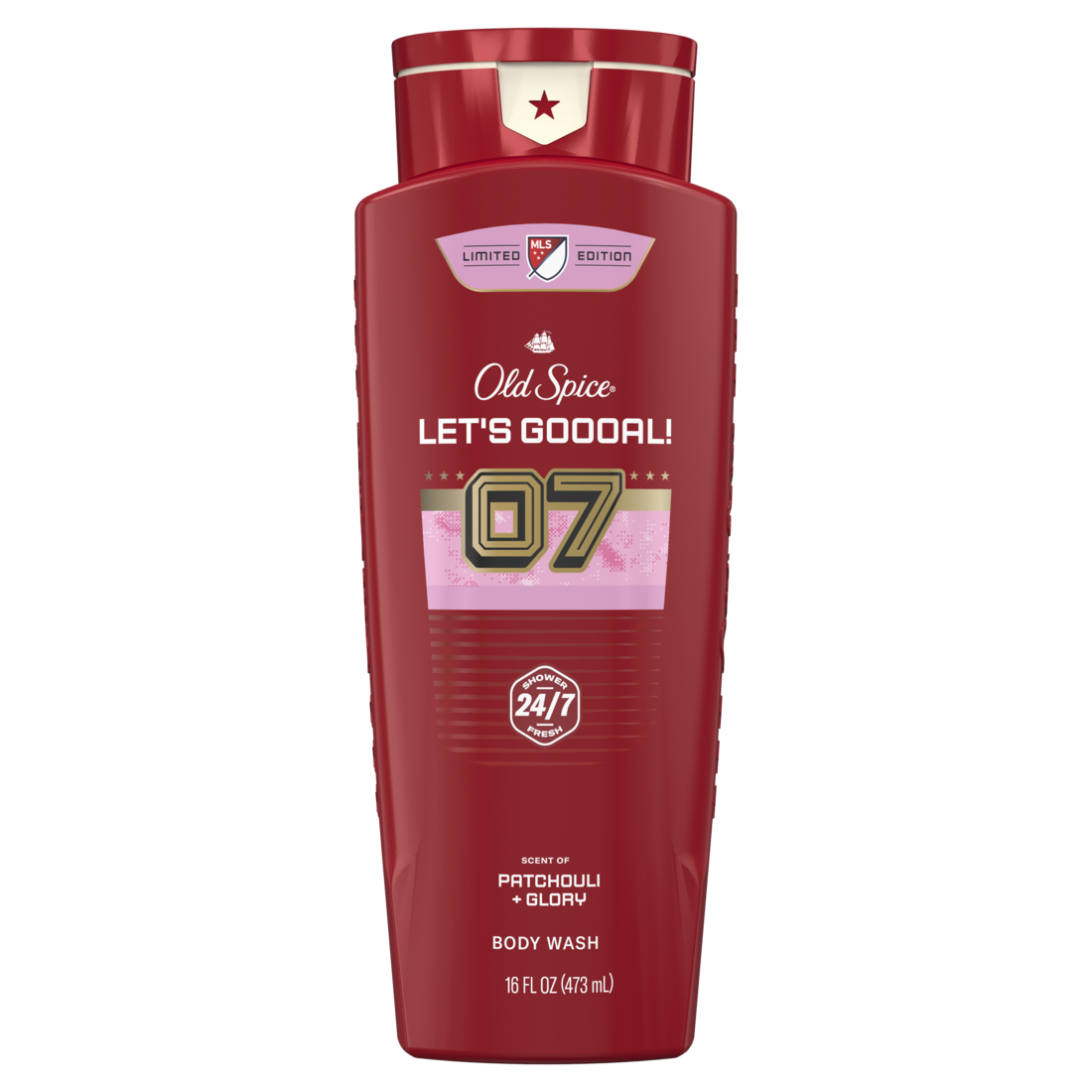 Old Spice Body Wash for Men Let's Goooal Limited Edition Collection with Patchouli + Glory and Long Lasting Scent - 16oz/4pk