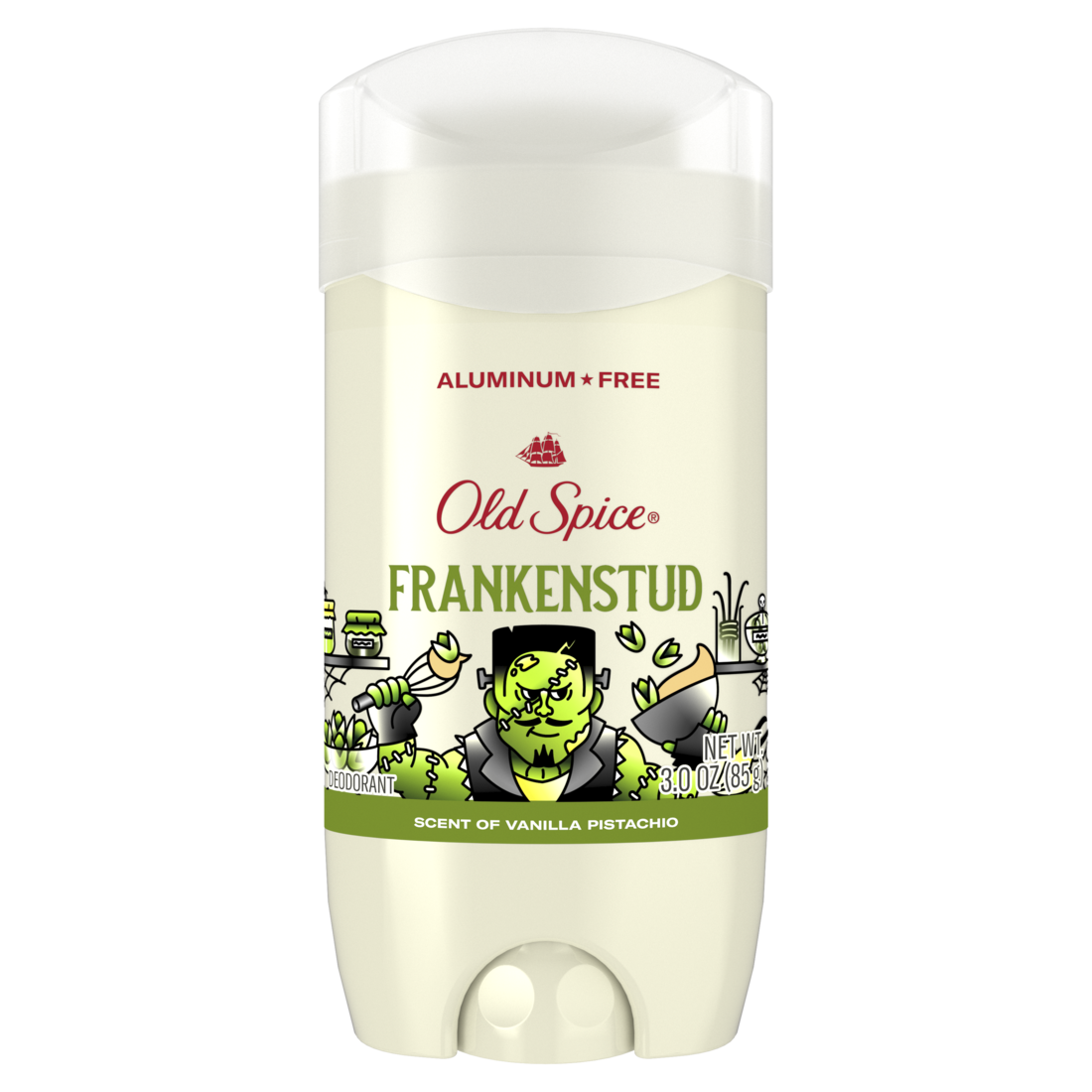 Old Spice Men's Deodorant Frankenstud Aluminum Free with Scent of Vanilla Pistachio Smooth Glide and 24/7 Odor Protection Limited Seasonal Edition - 3oz/12pk