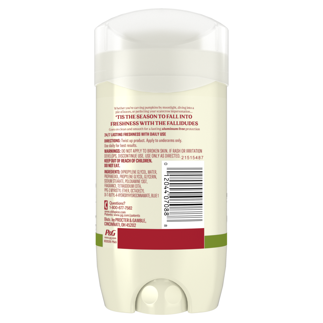 Old Spice Men's Deodorant Frankenstud Aluminum Free with Scent of Vanilla Pistachio Smooth Glide and 24/7 Odor Protection Limited Seasonal Edition - 3oz/12pk