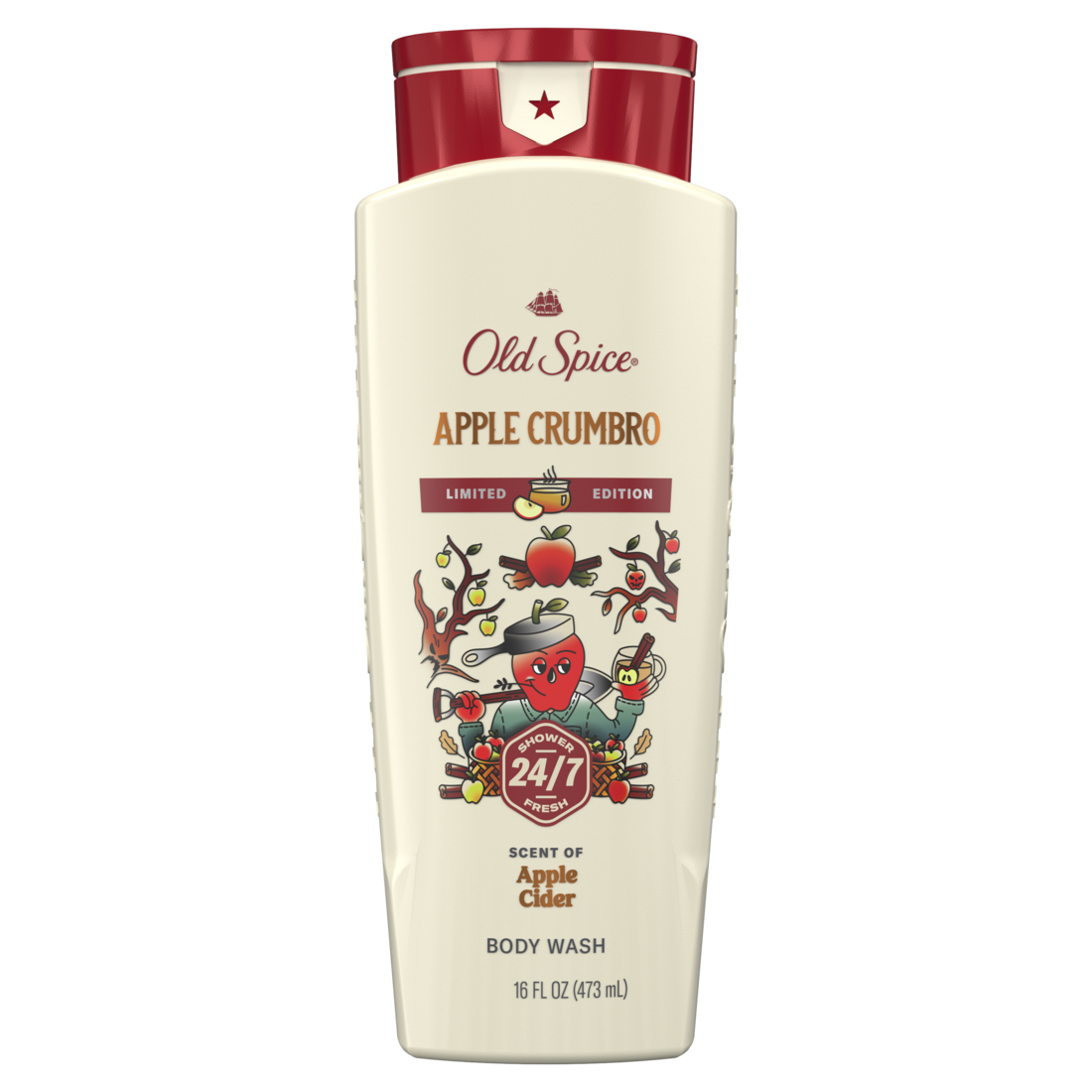 Old Spice Men's Body Wash with Apple Crumbro Scent of Apple Cider Long Lasting Cleanse & Refresh Limited Seasonal Edition - 16oz/4pk