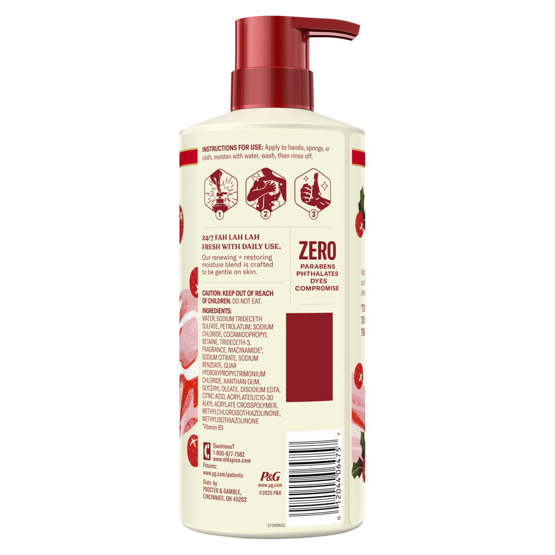 Old Spice Body Wash for men with 24/7 Freshness and Lasting Scent Cranmerry Paradise Scent of Cranberry Holiday Limited Edition - 16oz/4pk