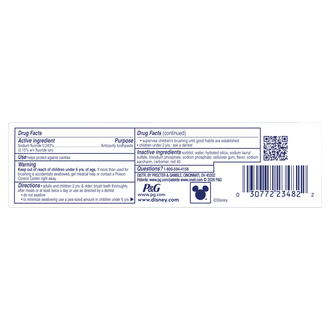 Crest Kid's Cavity Protection Toothpaste featuring Disney Stitch with Strawberry Flavor For Ages 3+ - 4.2oz/24pk