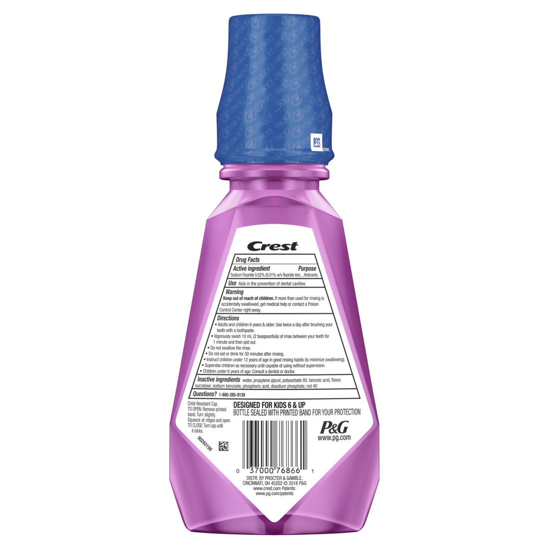 Crest Kid's Anticavity Alcohol Free Fluoride Rinse with Strawberry Rush - 16.9oz/4pk