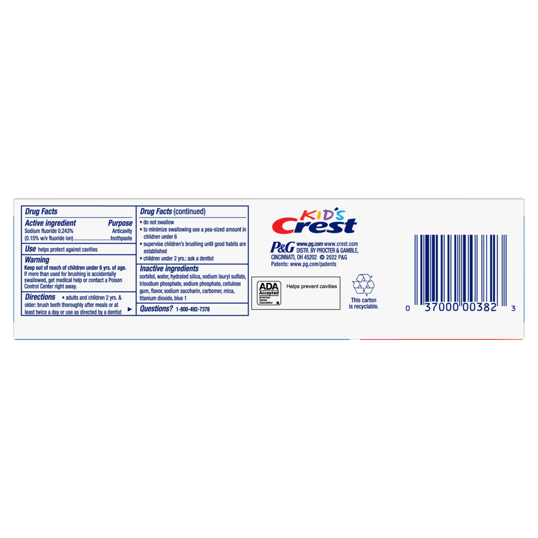 Crest Kids Cavity Protection Toothpaste with Sparkle Fun Flavor For Ages 3+ - 4.6oz/12pk