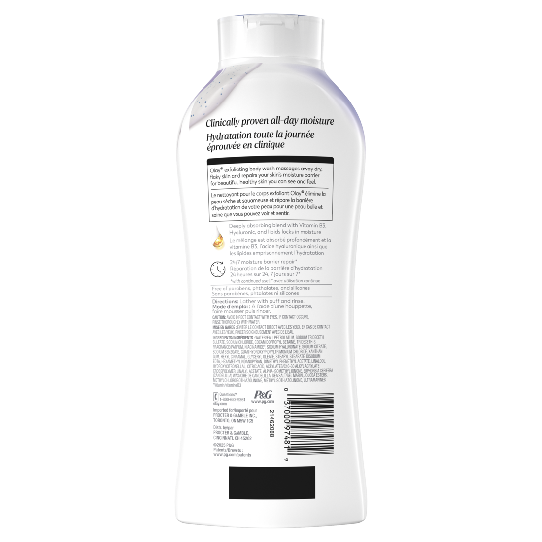 Olay Ultra Moisture Exfoliating Body Wash Vitamin B3 and Hyaluronic Blend - 22oz/4pk