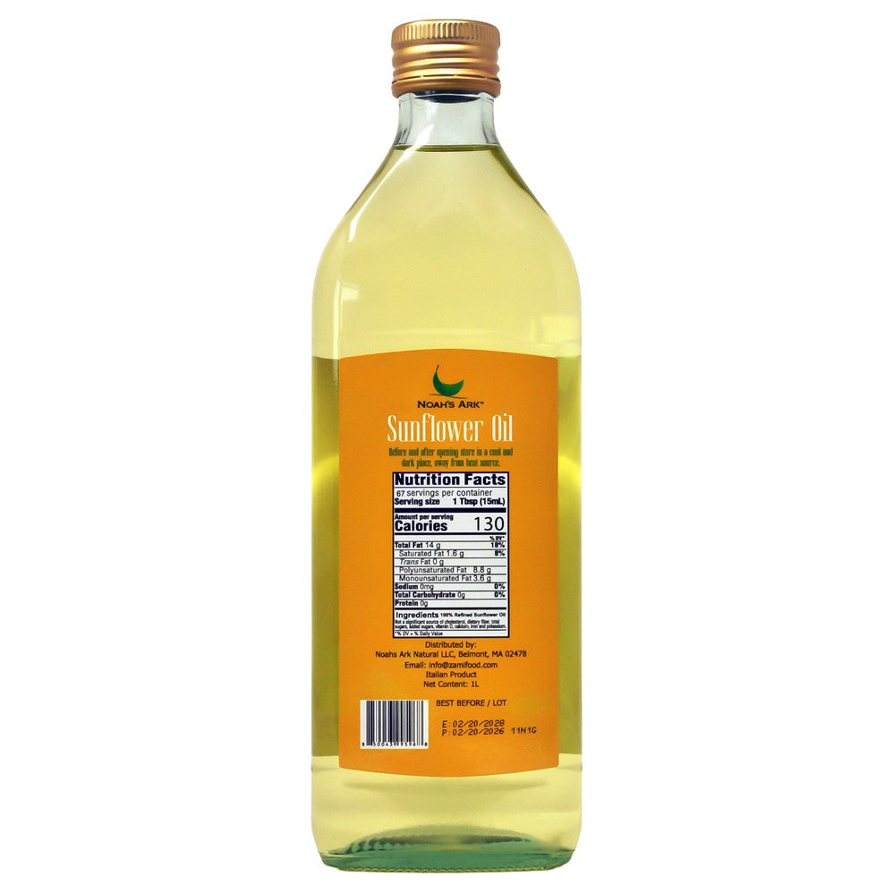 Noah's Ark Clear Glass Bottle Sunflower Seed Oil - 1L/33.8oz/12pk