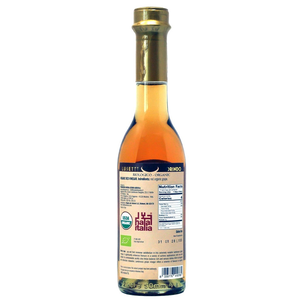 Noah's Ark Organic Red Grape Vinegar of Lambrusco Glass Bottle - 250ml/8.45oz/6pk