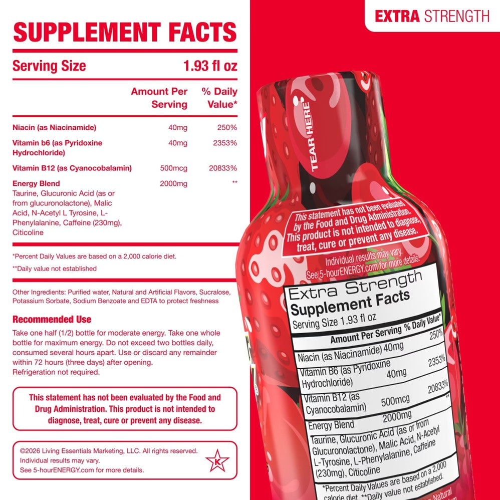 5-Hour Energy Extra StrengthShots BERRY - 1.93oz/24pk