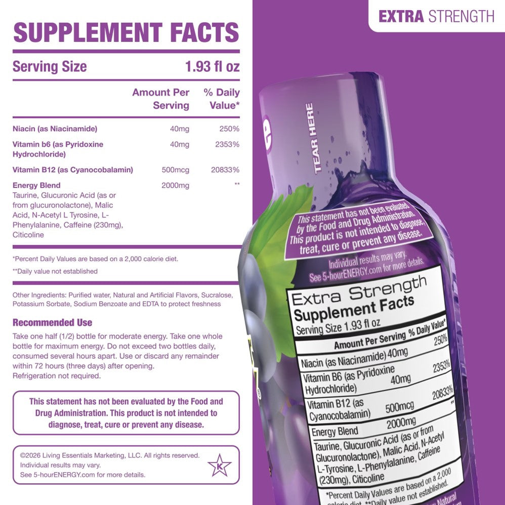 5-Hour Energy Extra StrengthShots GRAPE - 1.93oz/24pk
