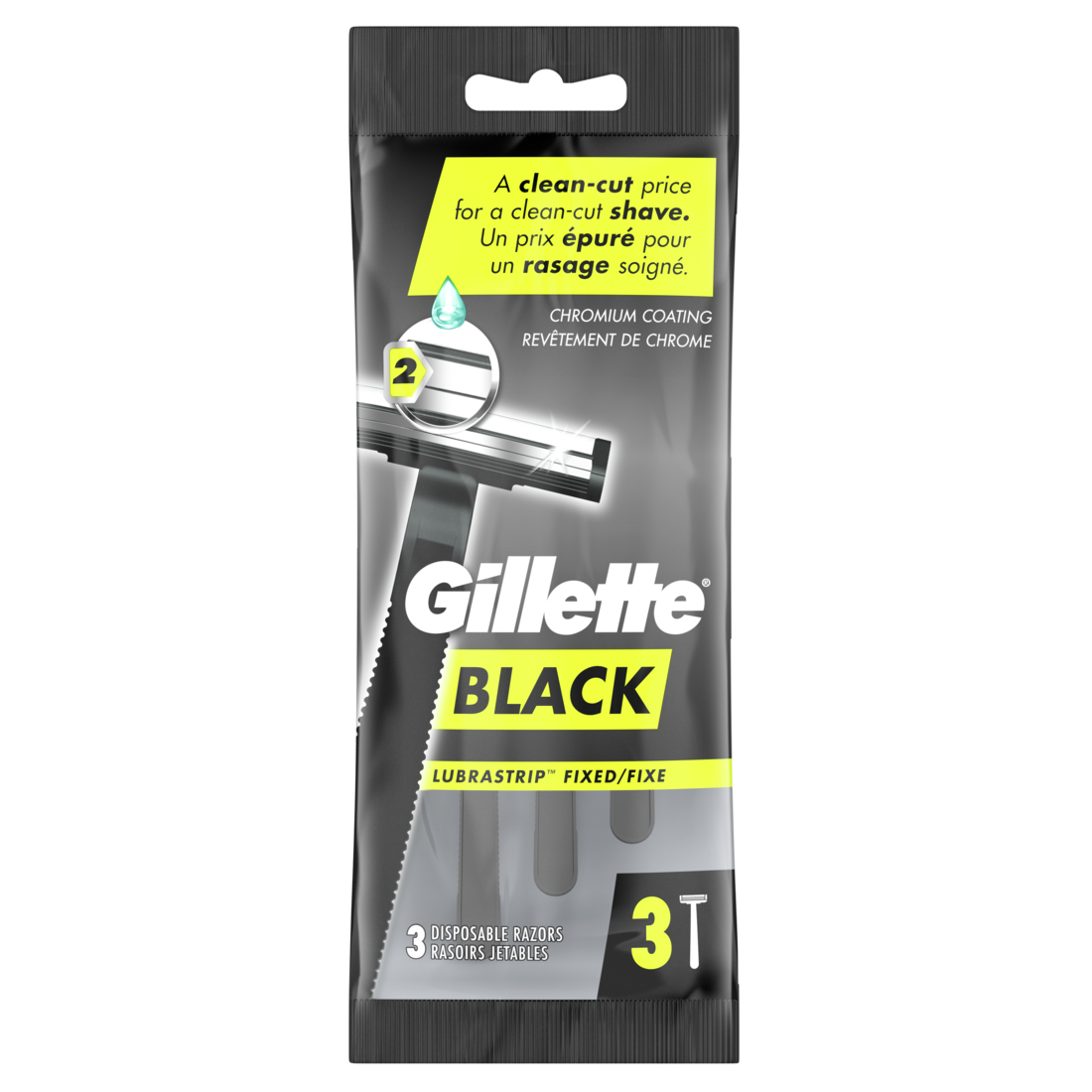 Gillette BLACK Fixed Men's Disposable Razors - 3ct/16pk