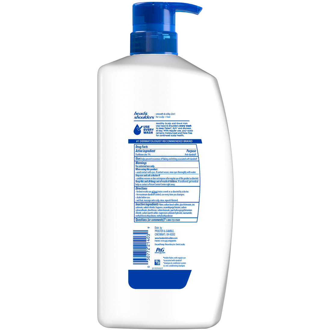 Head & Shoulders Smooth & Silky 2 in 1 Dandruff Shampoo & Conditioner with Frizz Control Fresh Floral Scent and Color Safe - 28.2oz/4pk