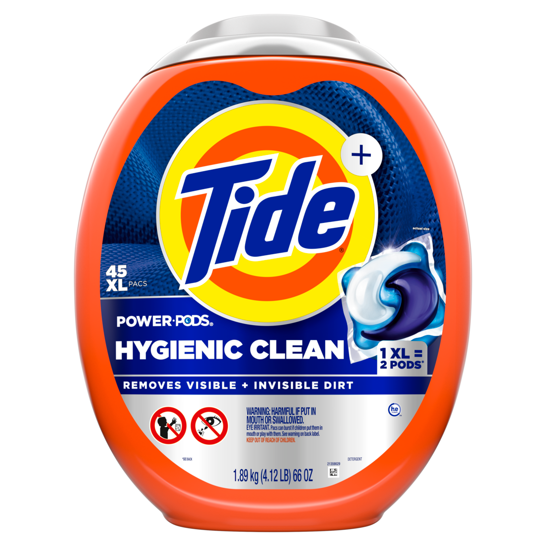 Tide Hygienic Clean Power PODS Laundry Detergent with Original Scent Removes Visible and Invisible Dirt laundry soap detergent pacs - 45ct/4pk