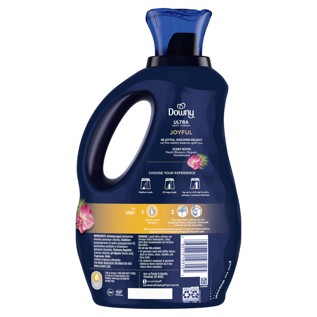 Downy Ultra Soft Plus Fresh Fabric Softener Liquid Joyful Island Hibiscus & Mango scent 83 Loads with 4X Softeness - 56oz/4pk