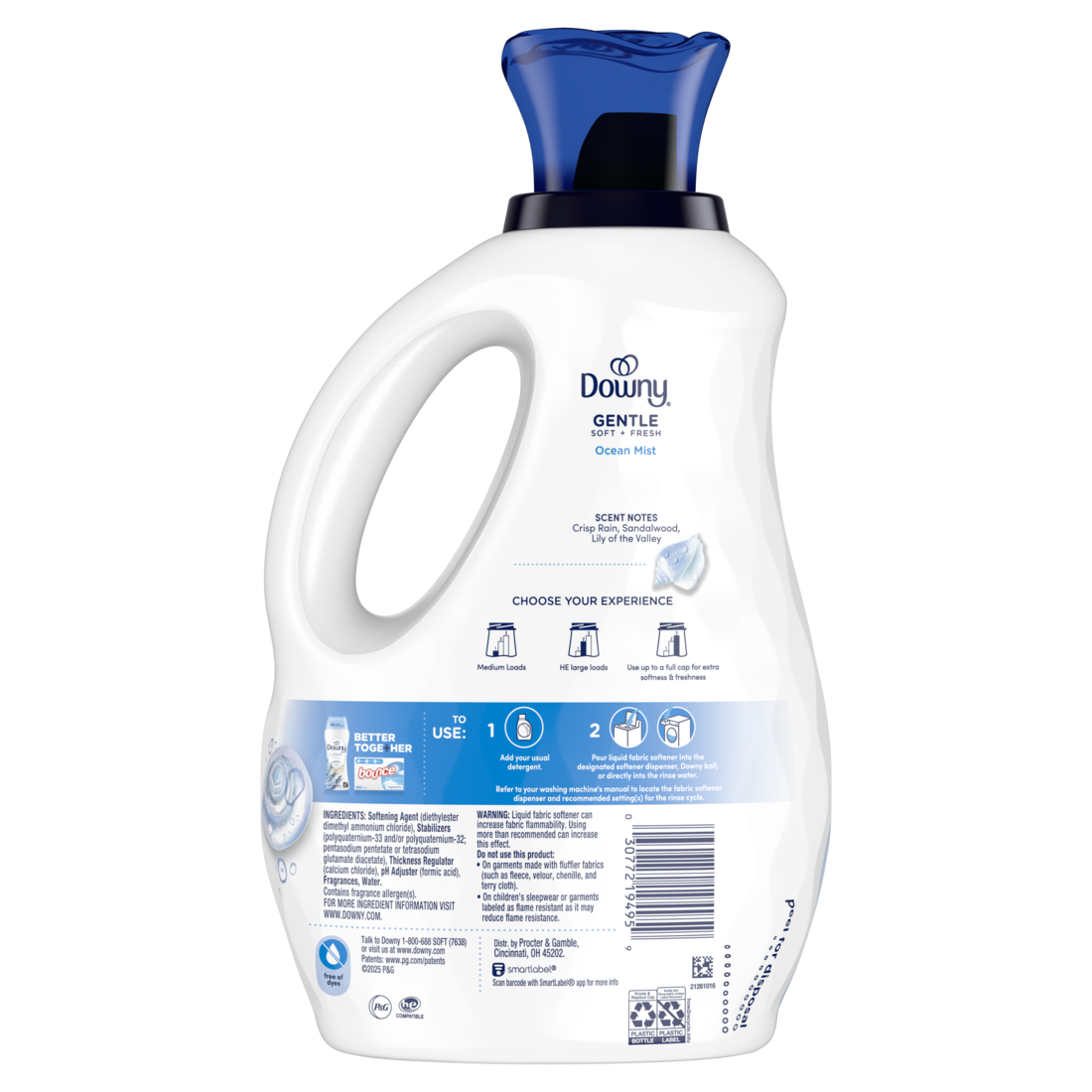 Downy Gentle Soft + Fresh Fabric Softener Liquid Ocean Mist Scent 83 loads Designed to be Gentle on Skin - 56oz/4pk