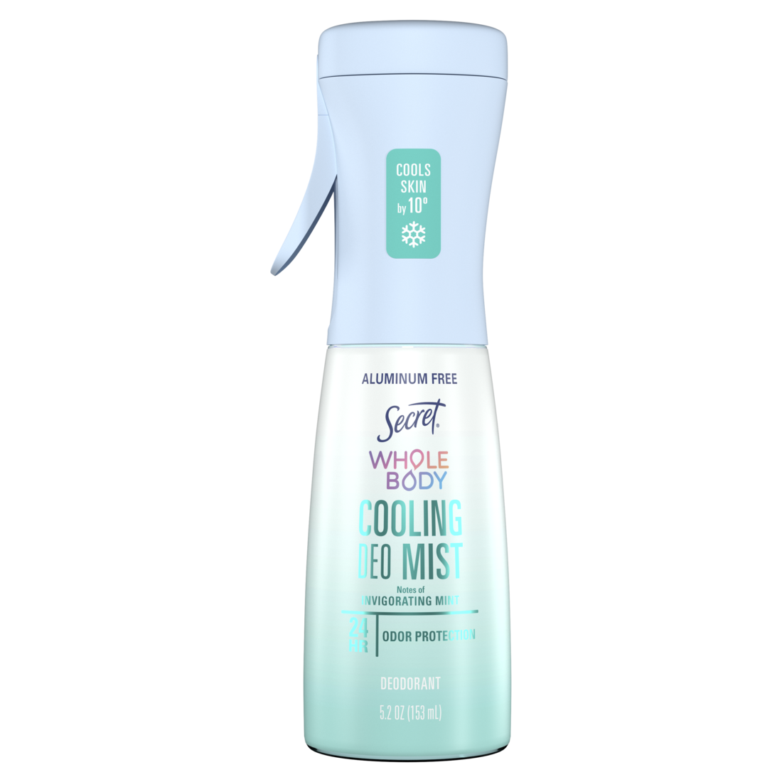 Secret Whole Body Cooling Deodorant Mist Invigorating Mint Aluminum Free - 5.2oz/12pk