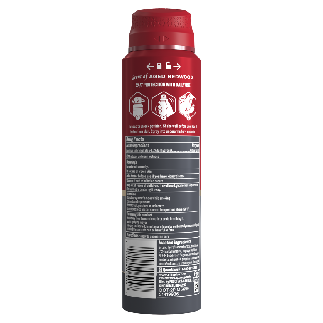 Old Spice Red Collection Antiperspirant Spray for Men Legacy Scent 48-Hour Odor Protection Lightweight Formula All-Day Freshness - 4.3oz/12pk