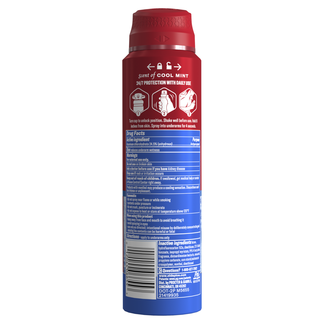 Old Spice Red Collection Antiperspirant Spray for Men Cold Spice Scent 48-Hour Odor Protection Lightweight Formula All-Day Freshness - 4.3oz/12pk