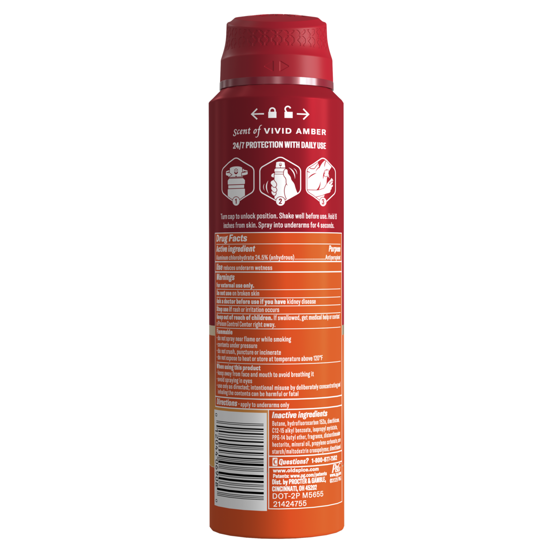 Old Spice Red Collection Antiperspirant Spray for Men Headliner Scent 48-Hour Odor Protection Lightweight Formula All-Day Freshness - 4.3oz/12pk