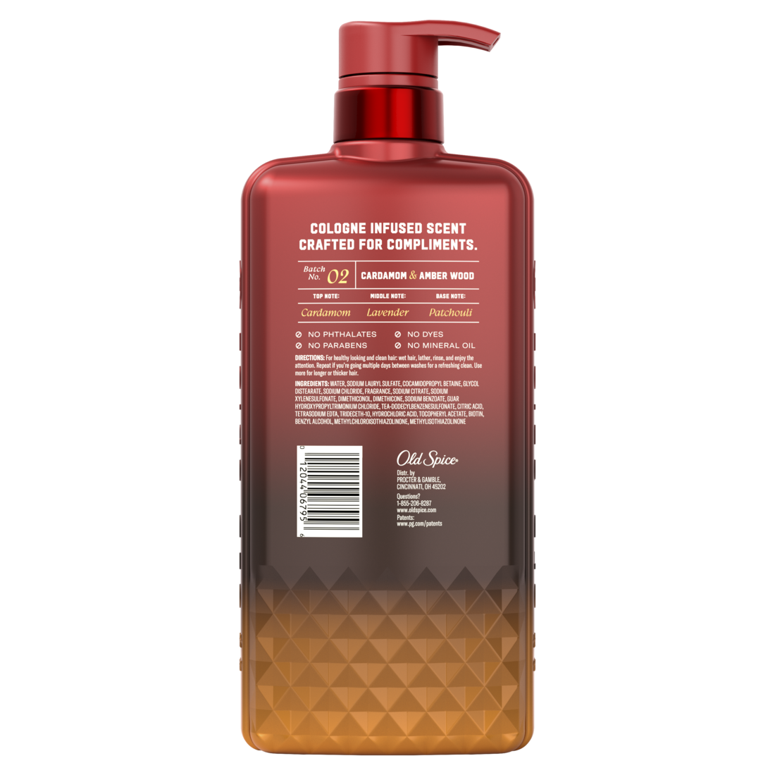 Old Spice Shampoo The Spice Alchemist Cologne-Infused Cardamom and Amber Wood No Parabens or Phthalates - 20oz/4pk