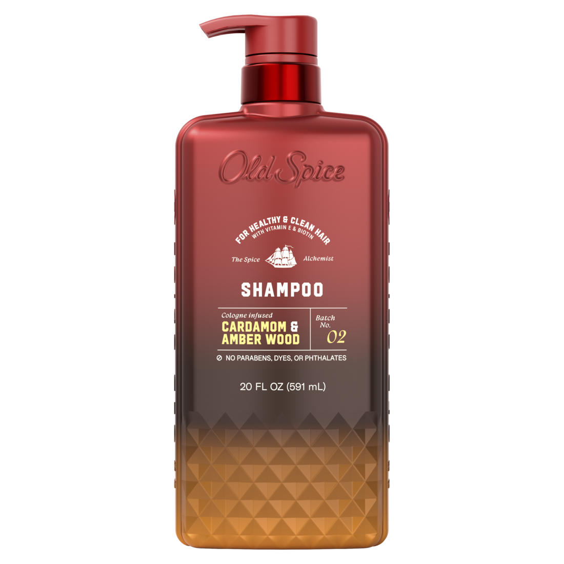 Old Spice Shampoo The Spice Alchemist Cologne-Infused Cardamom and Amber Wood No Parabens or Phthalates - 20oz/4pk
