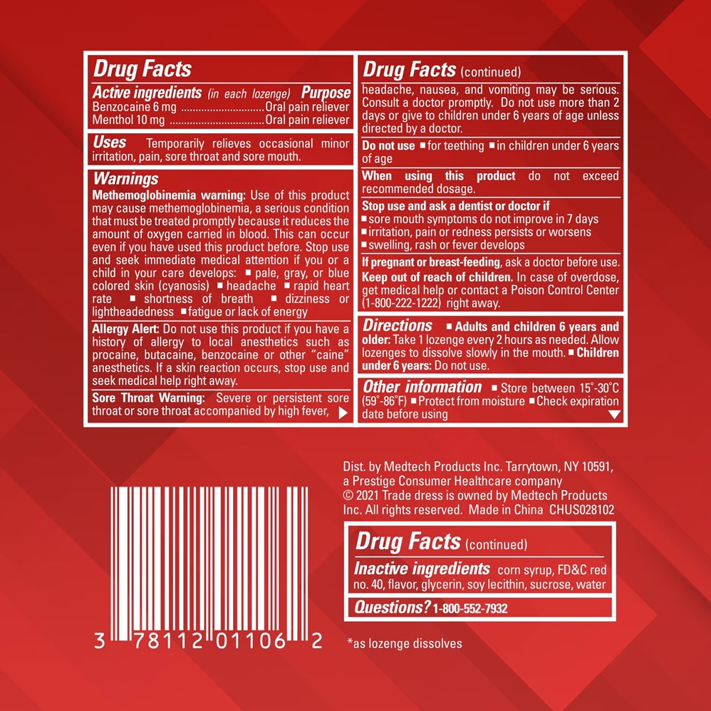 Chloraseptic Lozenges Regular Cherry - 18ct/36pk