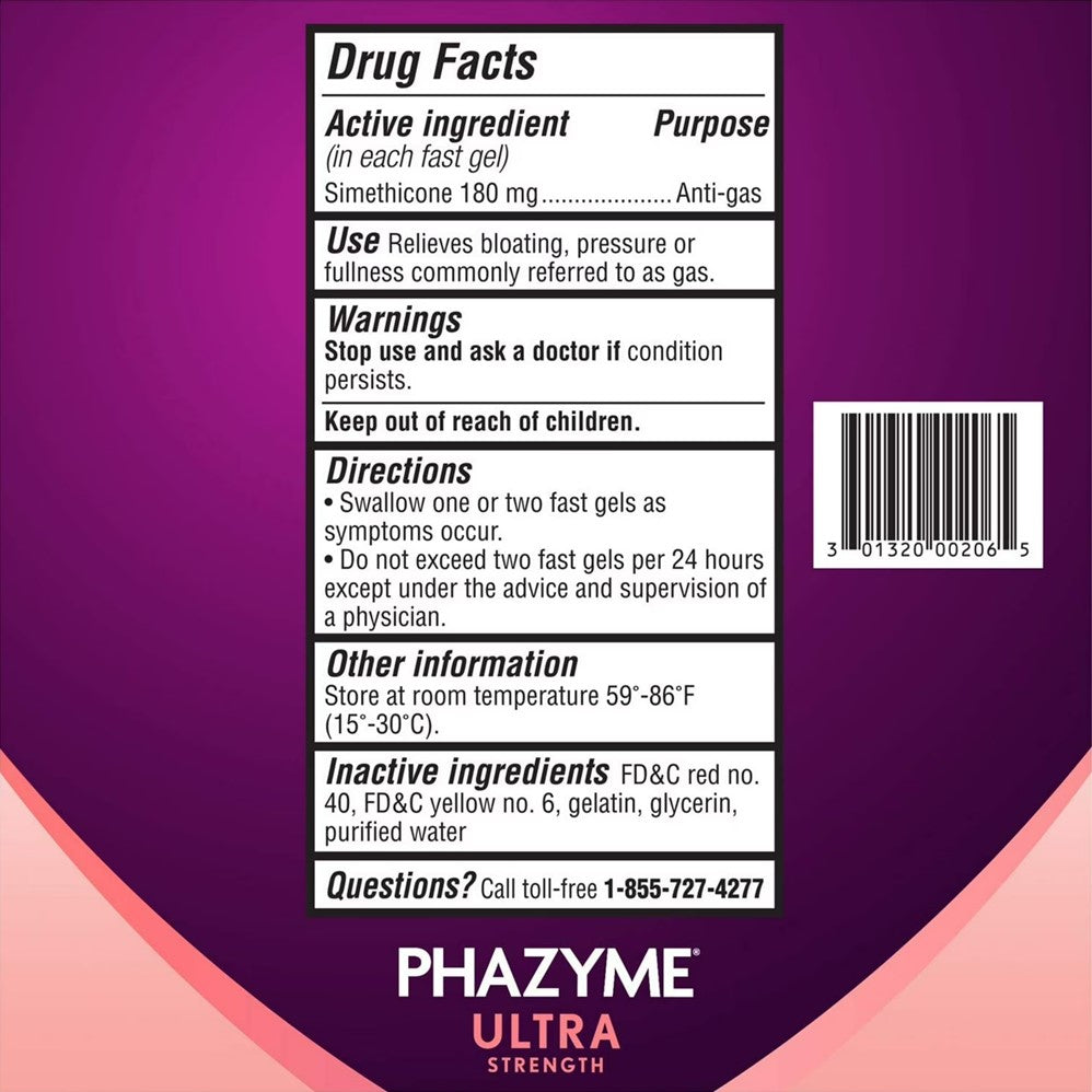 Phazyme Ultra Strength Anti-Gas Simethicone 180mg Soft Gels - 12ct/24pk