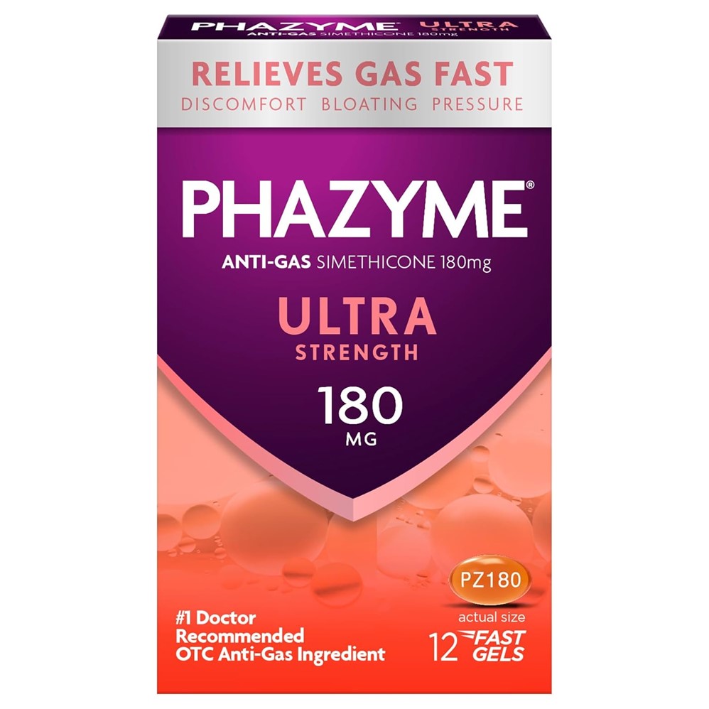 Phazyme Ultra Strength Anti-Gas Simethicone 180mg Soft Gels - 12ct/24pk