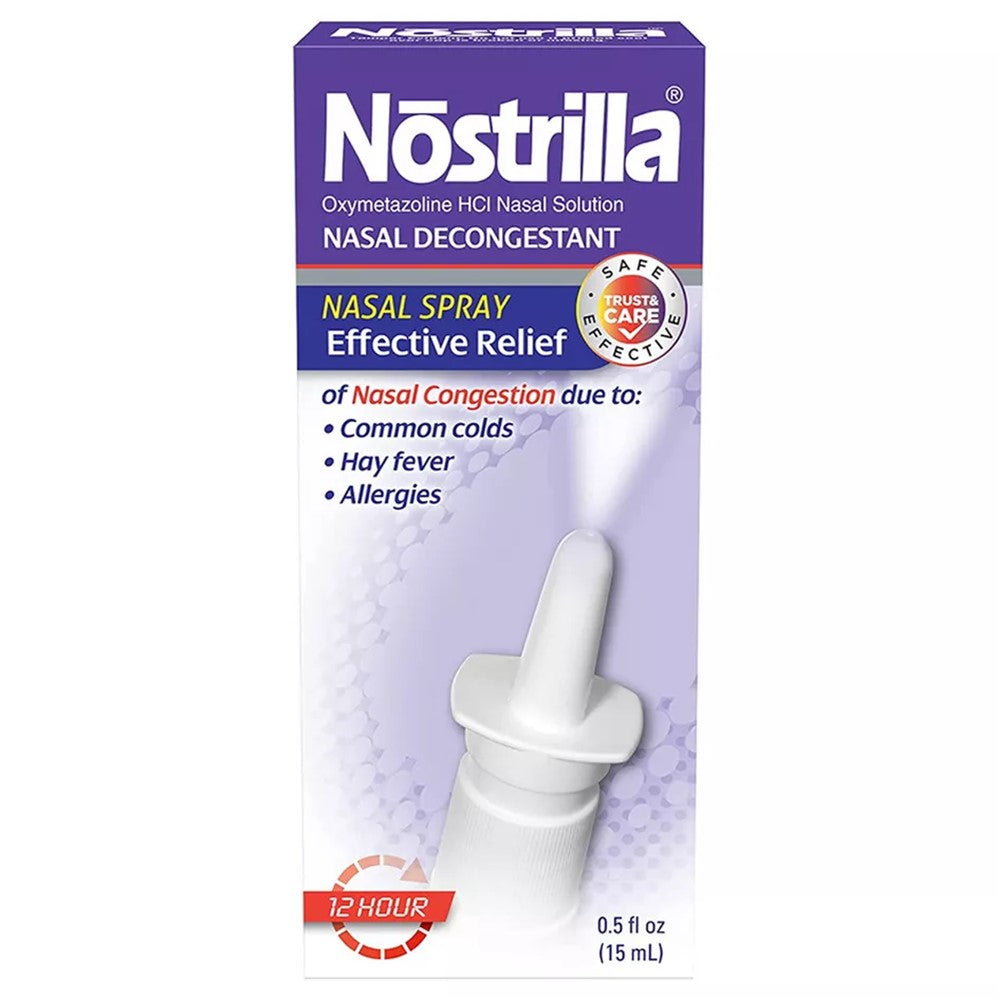 Nostrilla 0.05 Percent 12 Hour Nasal Spray for Nasal Congestion Support - 0.5oz/36pk