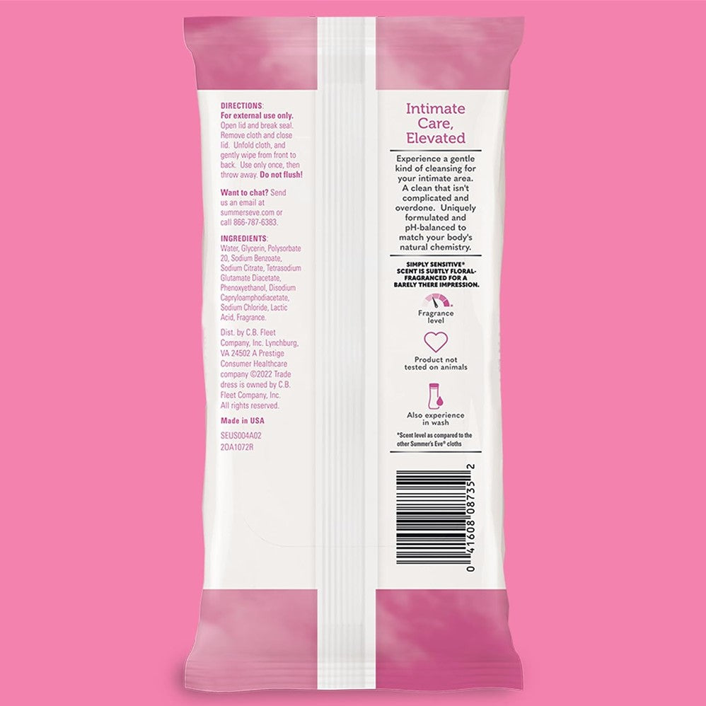 Summer's Eve Sensitive Feminine Wipes - 32ct/12pk