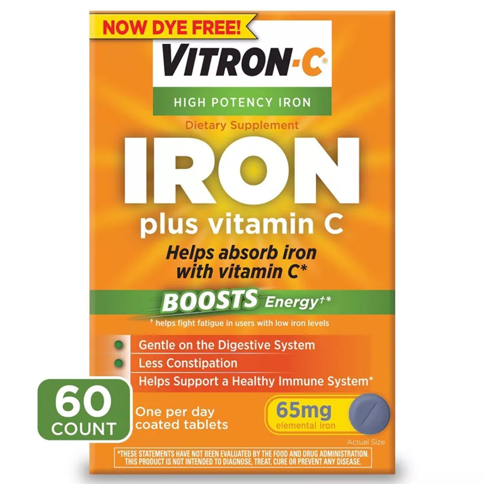 Vitron-C Iron with Vitamin C Immune Support Vegan Supplement Tablet - 60ct/12pk