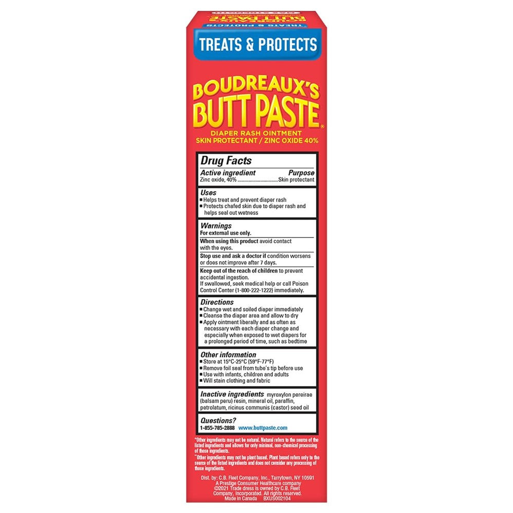 Boudreaux's Butt Paste Maximum Strength Diaper Rash Cream Tube for Baby - 4oz/3pk