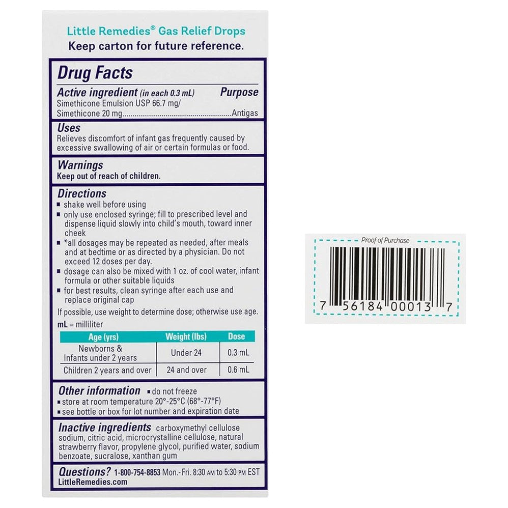 Little Remedies Gas Relief Drops for Babies - Natural Berry - 1oz/24pk