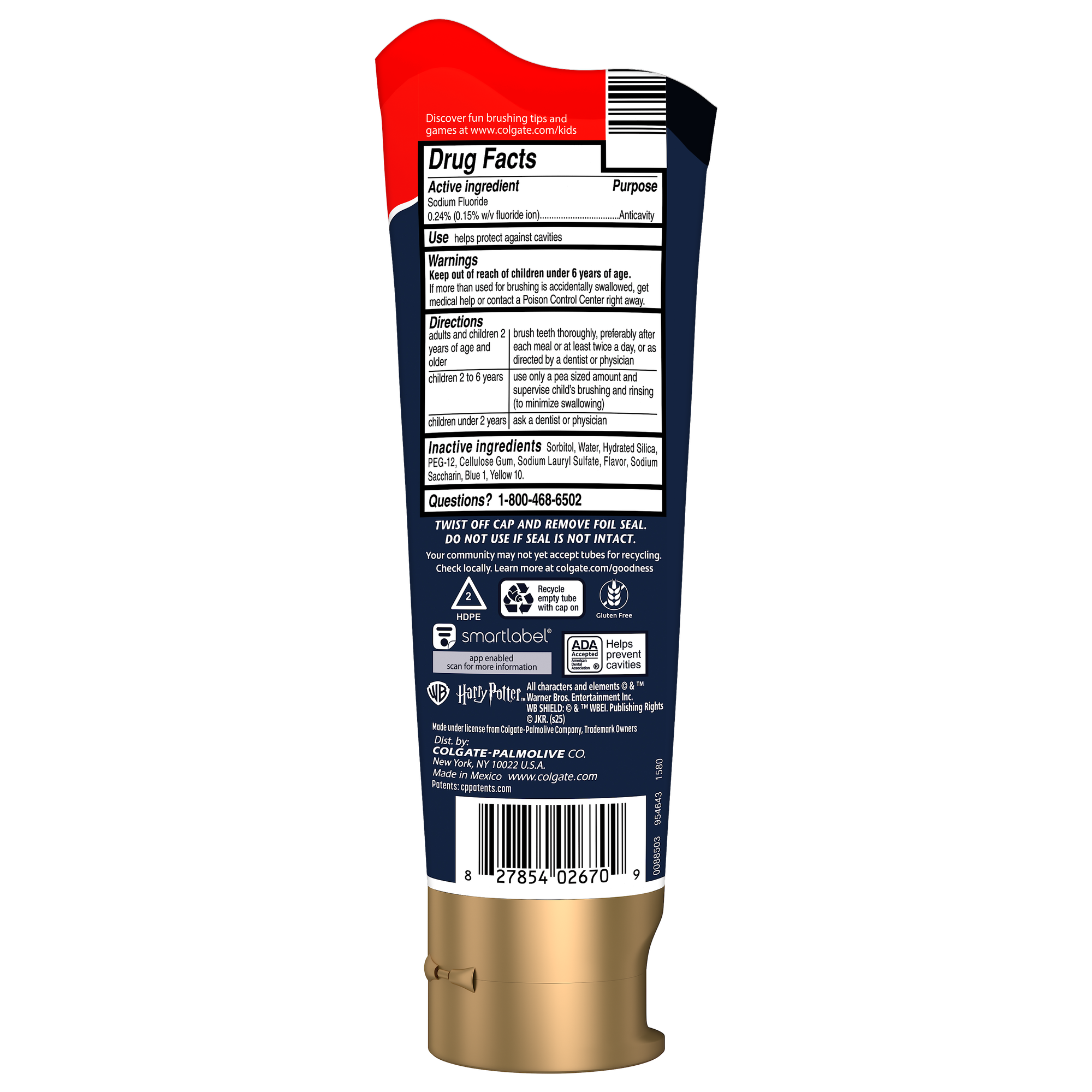 Colgate Kids Harry Potter Toothpaste with Fluoride Bubblegum Bubbling Cauldron - 4.6oz/12pk