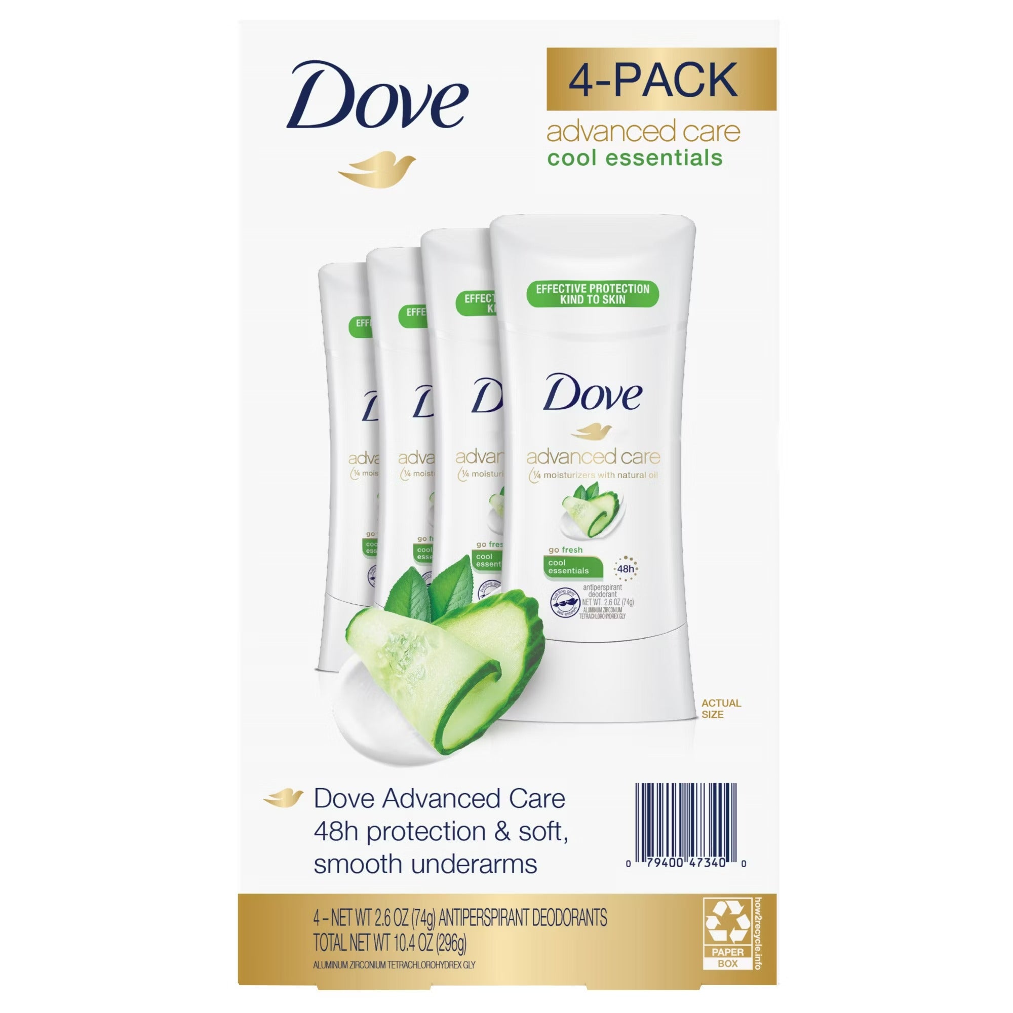 Dove Advanced Care Cool Essentials Deodorant - 2.6oz/4pk
