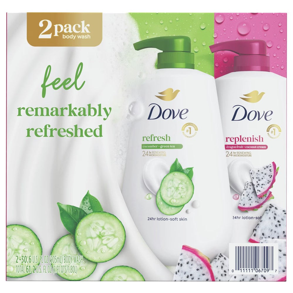Dove Cucumber+Green Tea and Dragonfruit Body Wash - 30.6oz/2pk