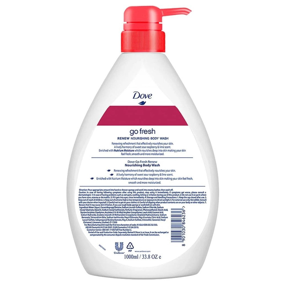 Dove Go Fresh Renew Noirishing Body Wash Raspberry & Lime Scent - 33.8oz/1L/12pk
