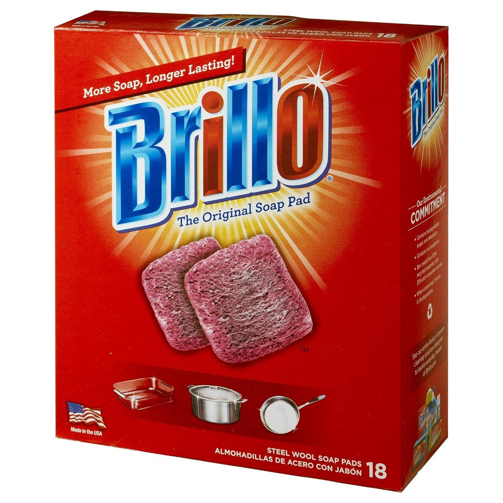 Brillo Steel Wool Soap Pads Red - 18ct/12pk
