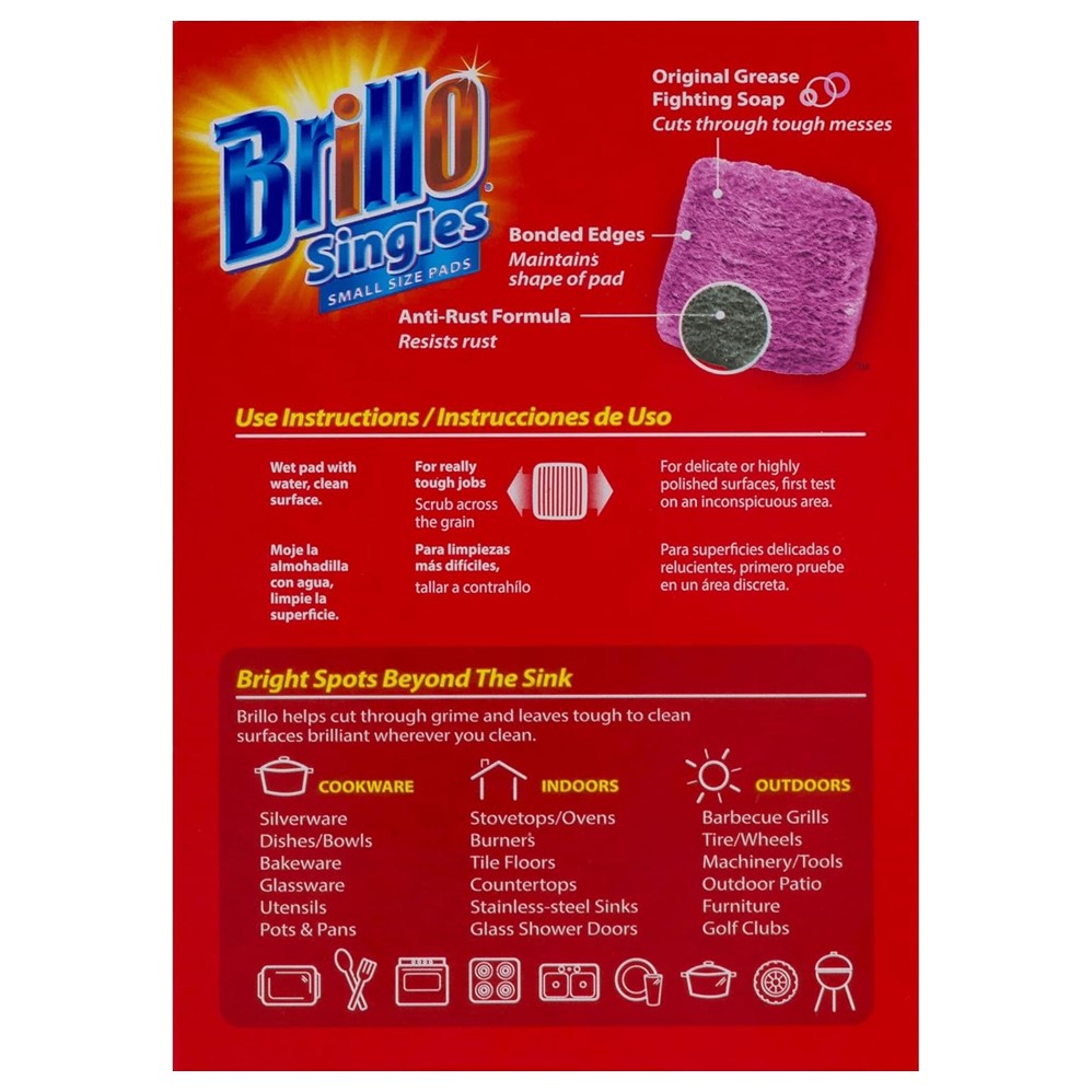 Brillo Single Use Steel Wool Soap Pads Red - 15ct/12pk